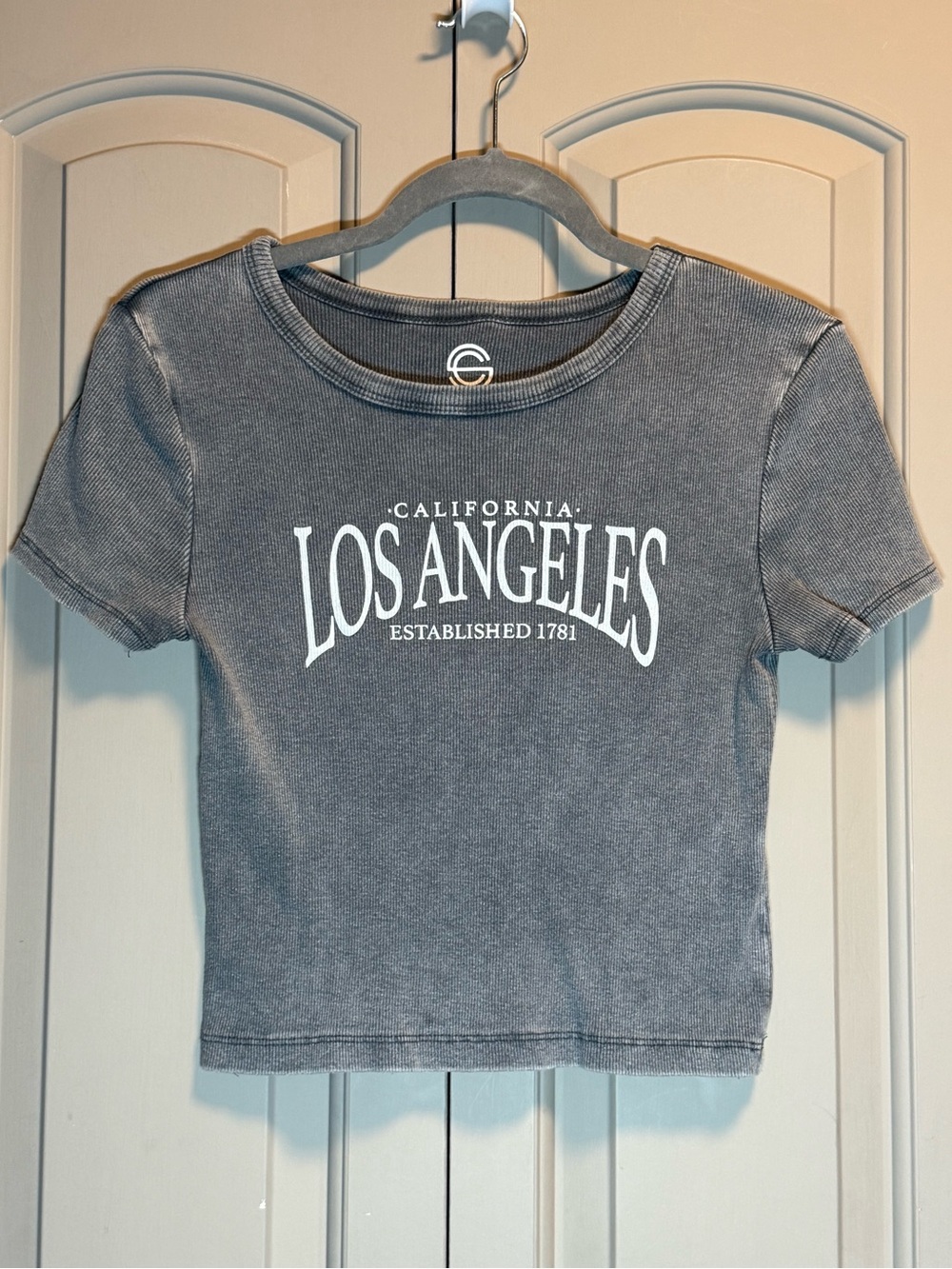 Los Angeles Graphic Crop Tee - Gray